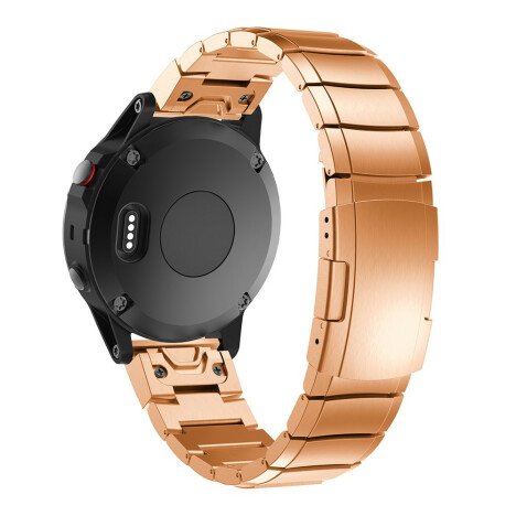 Curea ceas Smartwatch Garmin Fenix 7 / 6 / 5 Plus / 5, 22 mm Otel inoxidabil iUni Rose Gold Link Bra